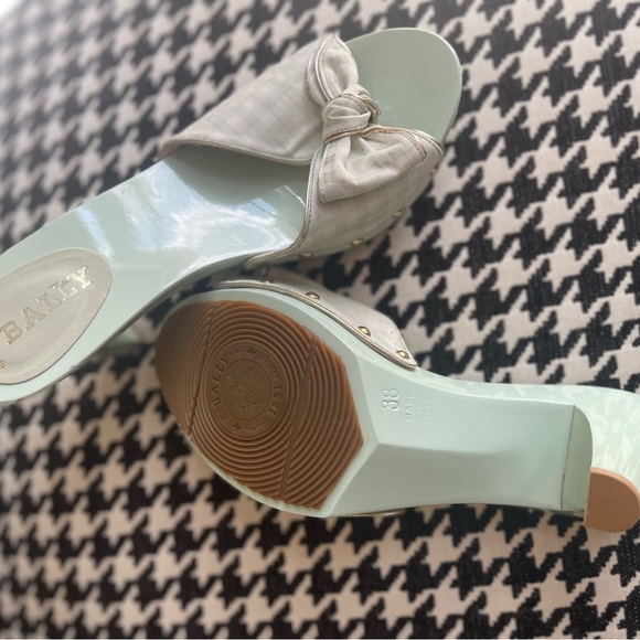 Bally Mint Gingham Peep Toe Heels - Picture 5 of 5
